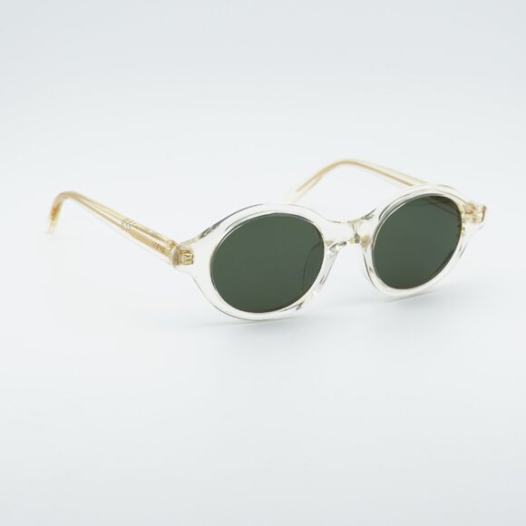 Loewe LW40162U 57N Sunglasses Transparent Pale Yellow Round Frame, Green Lenses main image 8